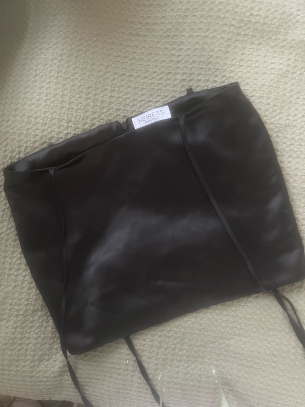 Heiress Black Satin Mini Skirt